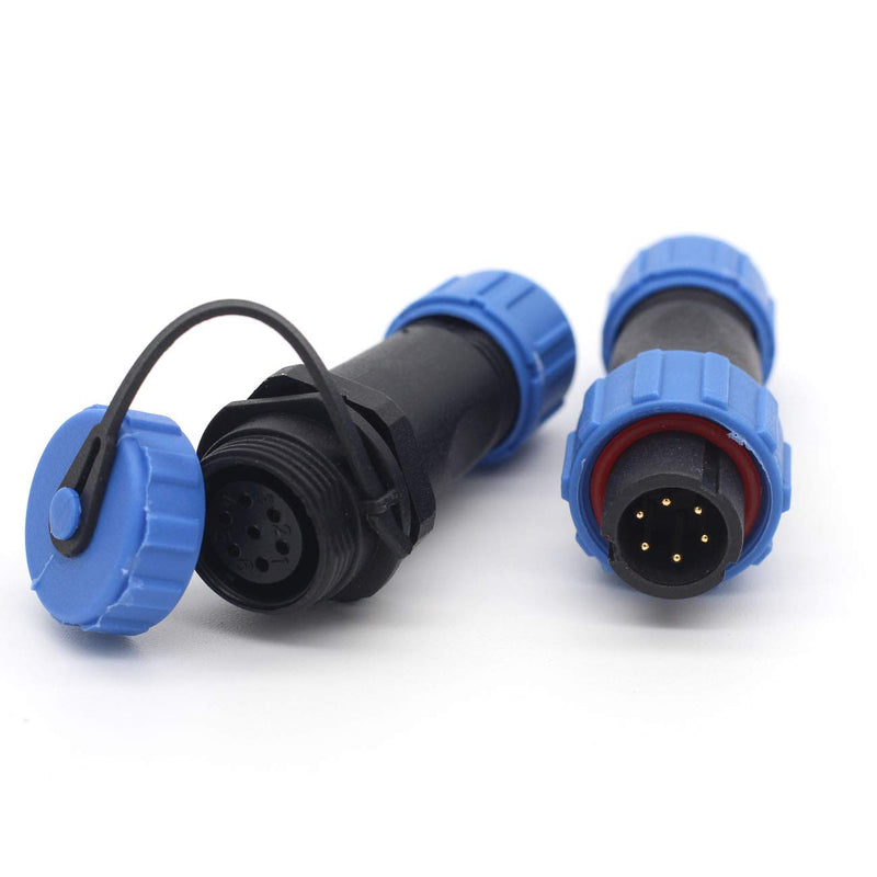 SZJELEN SP13 2pin/3pin/4pin/5pin/6pin/7pin/ 9pin IP67 Waterproof Connector Plug Socket,Electrical Wire Connector (6pin, Pair-Plug(Male)&Socket(Female)) 6pin Pair--Plug(male)&Socket(female)