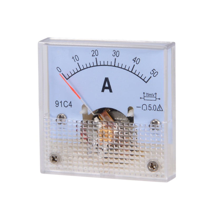 uxcell Analog Current Panel Meter DC 0-50A 91C4 Ammeter for Circuit Testing Charging Battery Ampere Tester Gauge Pack of 1