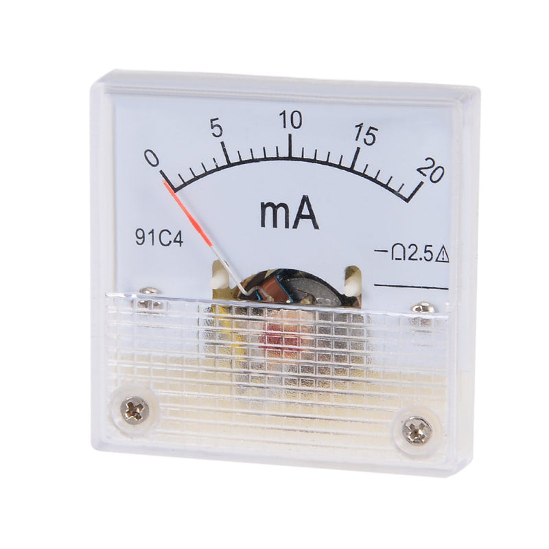 uxcell Analog Current Panel Meter DC 0-20mA 91C4 Ammeter for Circuit Testing Charging Battery Ampere Tester Gauge Pack of 1