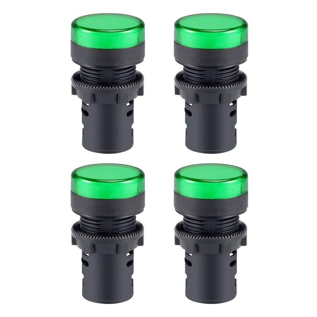 uxcell 4Pcs Green Indicator Light AC/DC 110V, 22mm Panel Mount, for Electrical Control Panel, HVAC, DIY Projects