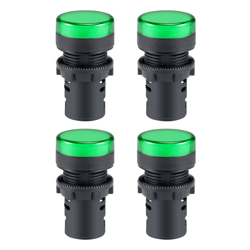 uxcell 4Pcs Green Indicator Light AC/DC 110V, 22mm Panel Mount, for Electrical Control Panel, HVAC, DIY Projects