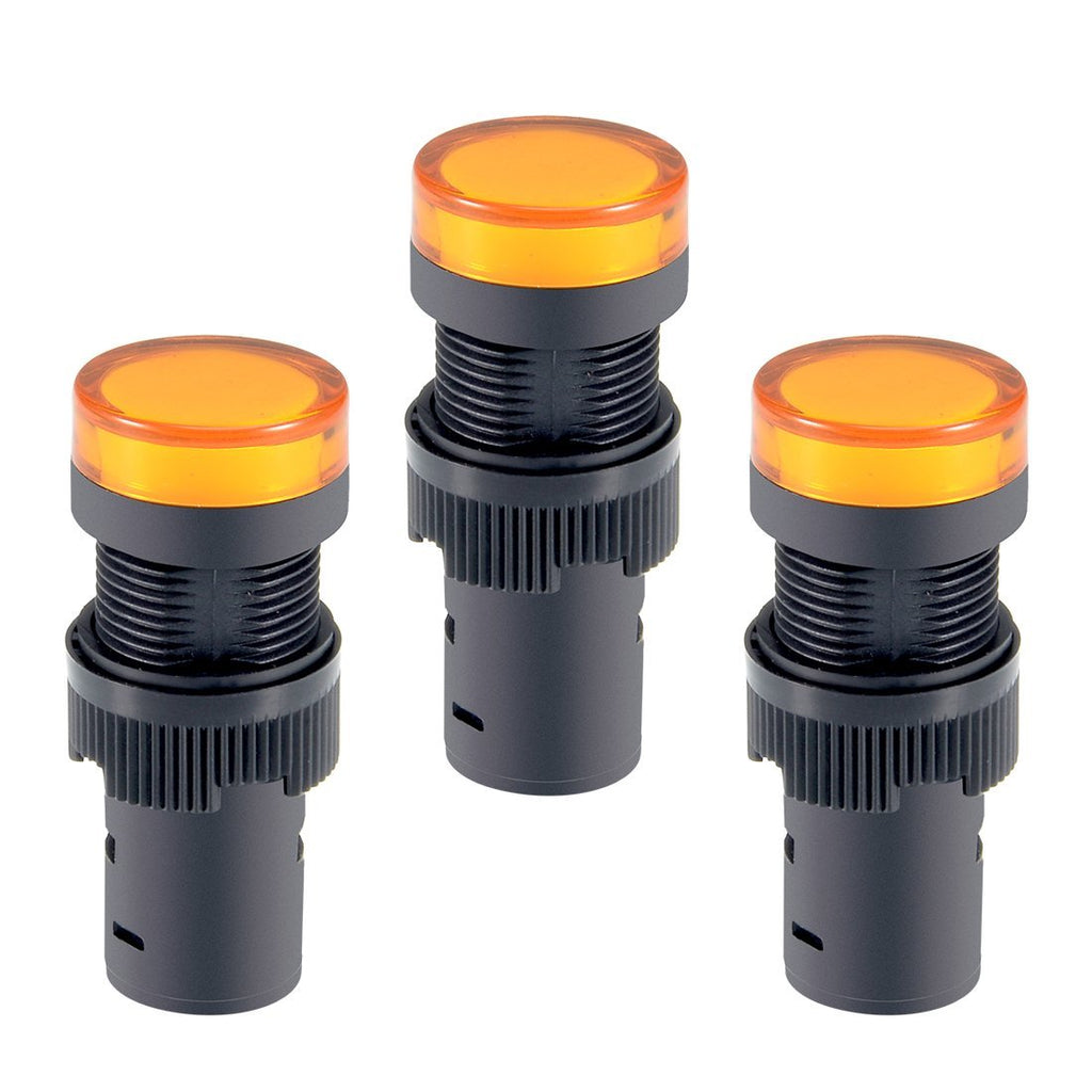 uxcell 3Pcs Yellow Indicator Light AC/DC 24V, 16mm Panel Mount, for Electrical Control Panel, HVAC, DIY Projects