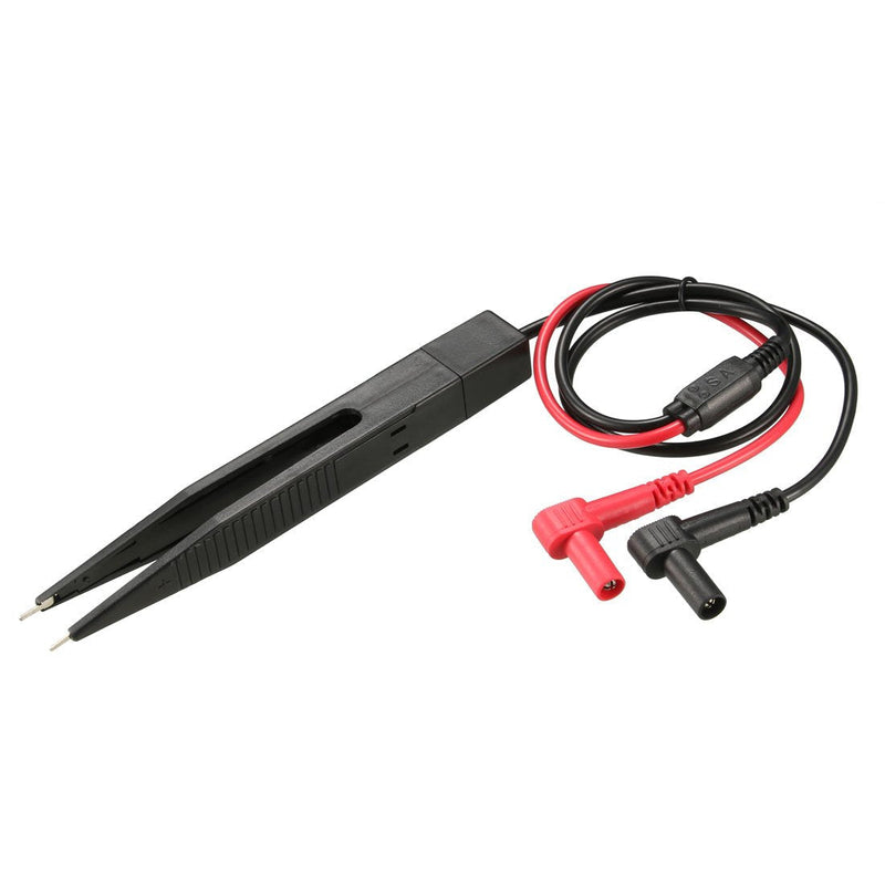 uxcell Surface Mounted Devices Chip Test Lead Meter Probe Tweezer Banana Plug for Multimeter Capacitor Resistance Tester