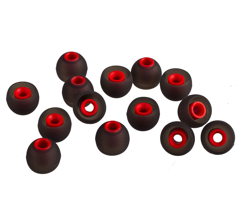 XCESSOR (S) 7 Pairs (14 Pieces) of Silicone Replacement in Ear Earphone Small Size Earbuds Replacement Ear Tips for Popular in-Ear Headphones. Black/Red S Black / Red