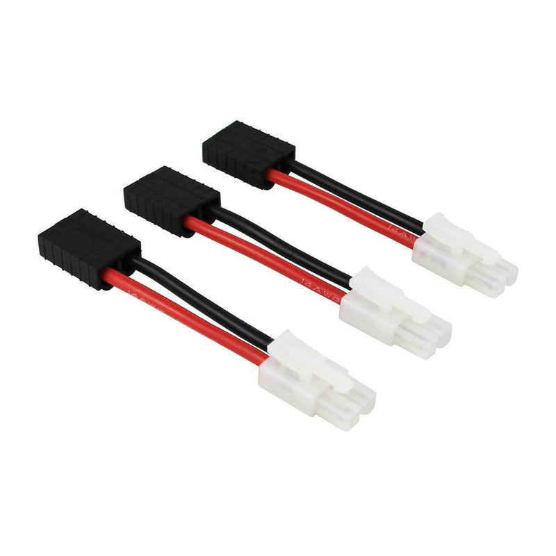OliYin 3pcs Compatible with TRX Female to Tamiya Male Connector Adapter Cable 14awg 5cm 1.96in for NiCd NiMH Dynamite(Pack of 3)