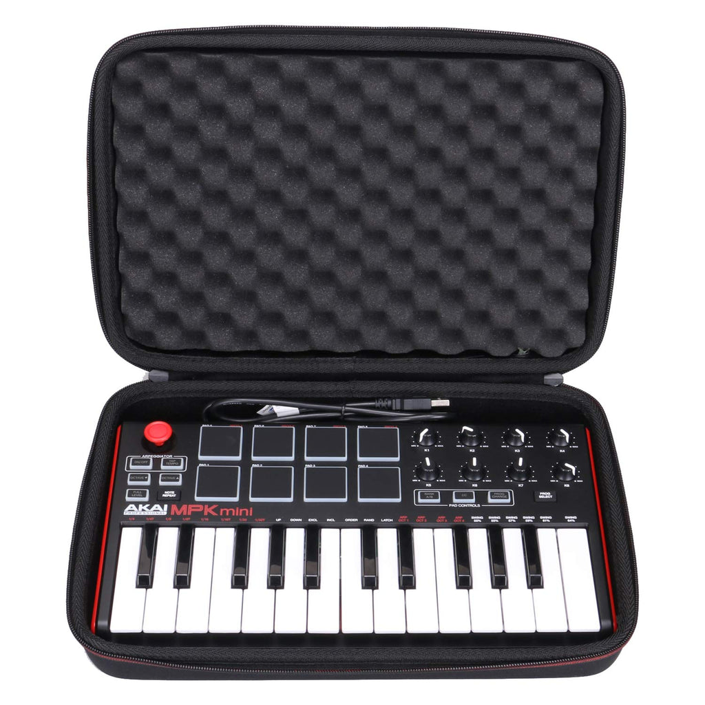 LTGEM Travel Hard Carrying Case for Akai Professional MPK Mini MKII & MPK Mini Play | 25-Key Ultra-Portable USB MIDI Drum Pad & Keyboard Controller (black) B-Black