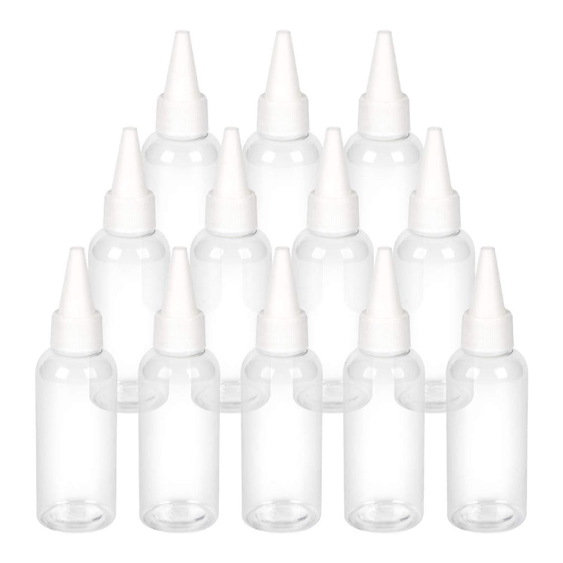 TrendBox 2oz / 60ml Hair Color Applicator Bottles Pointed Mouth Top Cap Bottles Twist Cap for Essential Oils, Liquid - 12 Pack 12 Pack - 60 ml