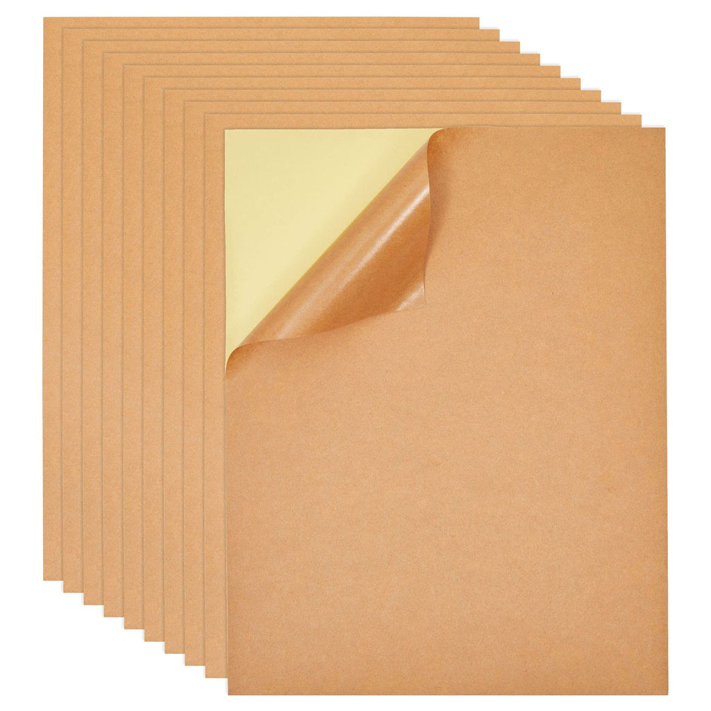 Kraft Sticker Paper, Full Sheet Printable Brown Labels (8.5x11 in, 48 Pack)