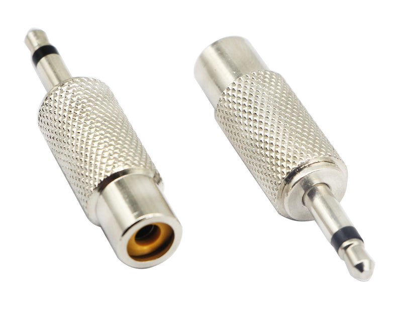 zdyCGTime RCA to 3.5MM Audio TS Adapter 3.5mm 1/8" Mono Plug Male to RCA Female Jack Adaptor Connectorï¼ˆSilver (2 Packs, 2-Pole) 2 Packs, 2-Pole