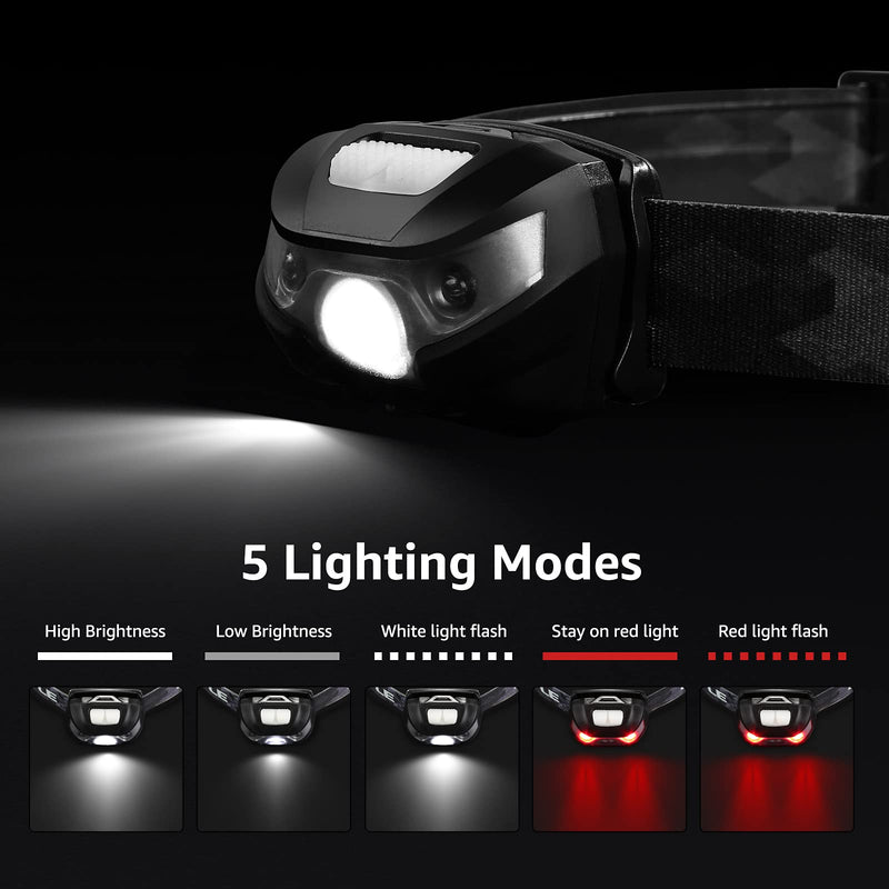 LE LED Headlamp Rechargeable, Super Bright, 5 Modes, IPX4 Waterproof, Adjustable and Comfortable Headlamp Flashlights for Adults and Kids, 3 Pack