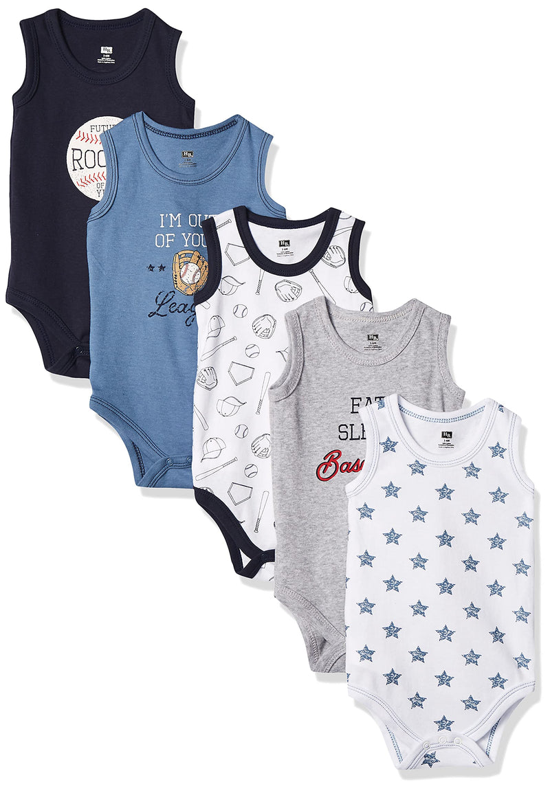 Hudson Baby Unisex Baby Cotton Sleeveless Bodysuits 0-3 Months Baseball