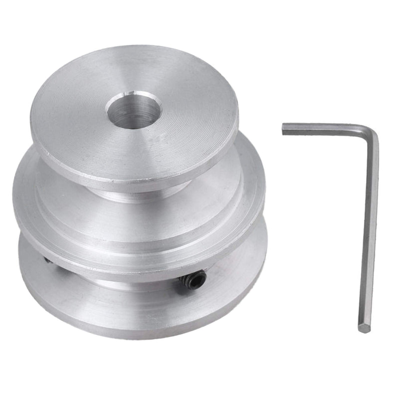 Mxfans 40x30x8MM Silver Aluminum 2-Step Groove Fixed Bore Pulley with Wrench