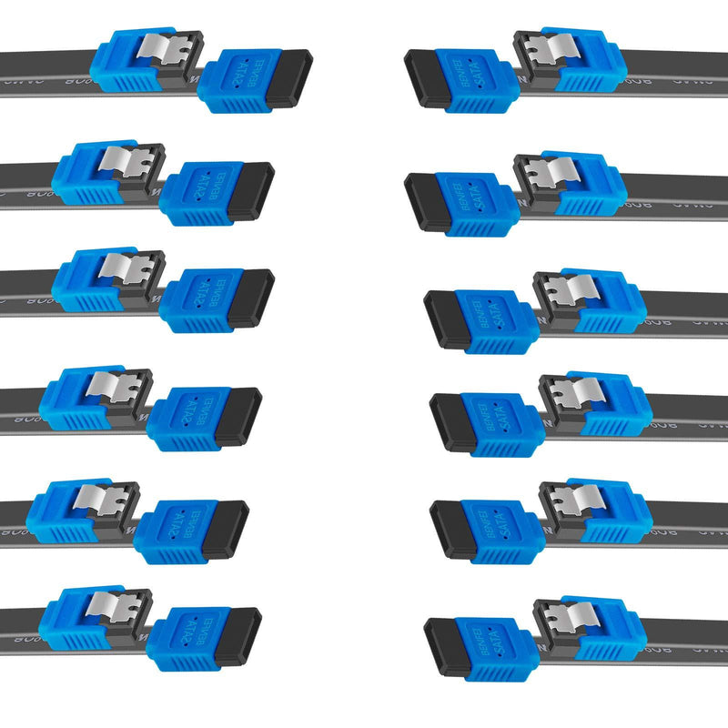 BENFEI SATA Cable III, 12 Pack SATA Cable III 6Gbps Straight HDD SDD Data Cable with Locking Latch 18 Inch Compatible for SATA HDD, SSD, CD Driver, CD Writer