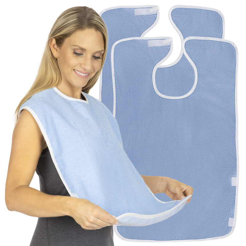 Vive Adult Bibs (2 Pack) - Waterproof Apron Set for Men, Women for Eating with Adjustable Strap - Washable Reusable Large Terry Cloth for Elderly, Seniors and Disabled - Extra Long Clothing Protector 2