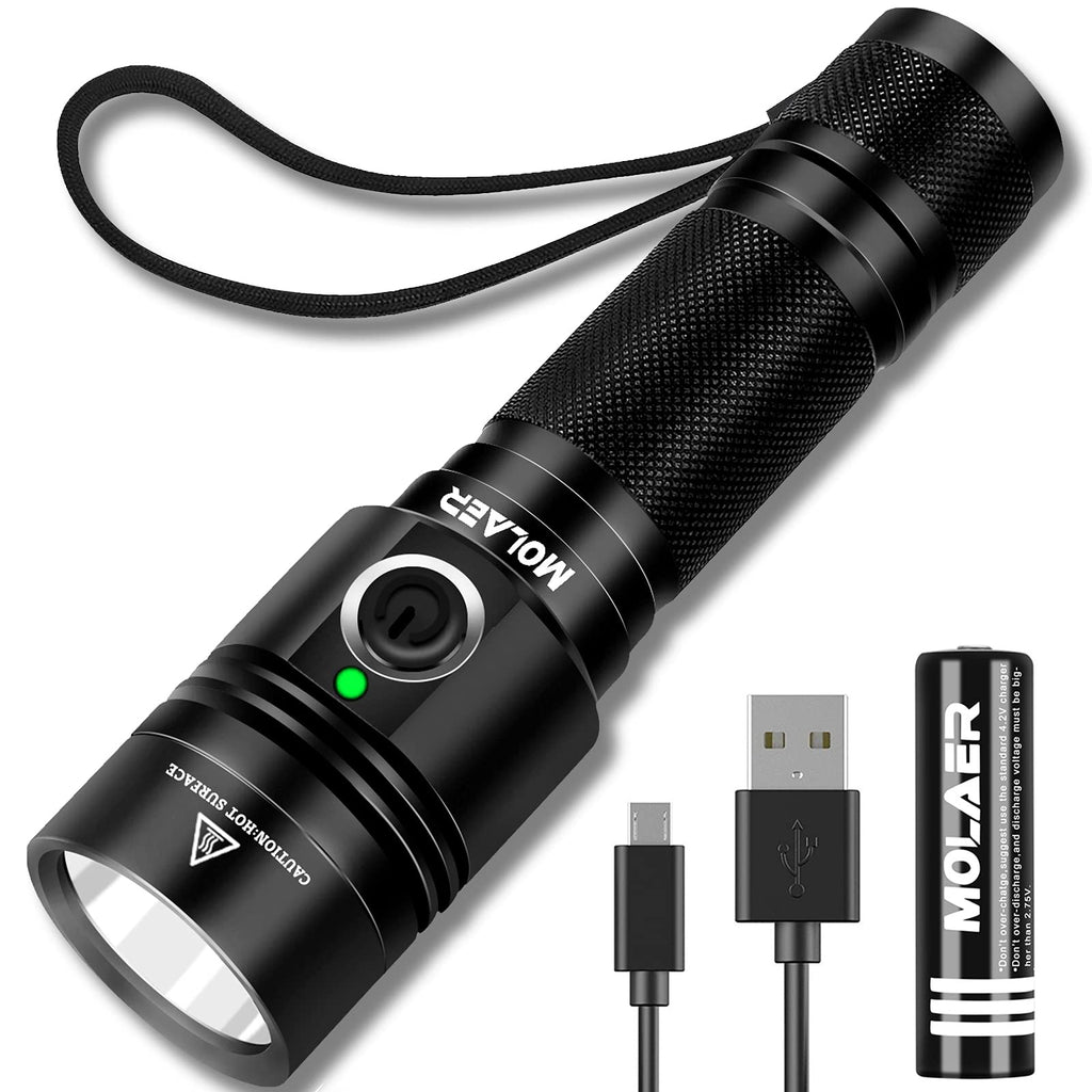 Rechargeable Flashlight, MOLAER Super Bright LED Tactical Waterproof Torch, 1000 High Lumens 4 Light Modes for Camping, Hiking and Emergency Led Flashlight