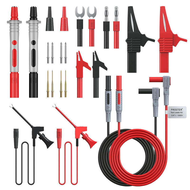 Multimeter Test Lead 24pcs, Proster Electrical Multitester Leads Automotive Multimeter Probe Alligator Clips Replaceable Volt Clamp Meter Leads Electronic Test Lead