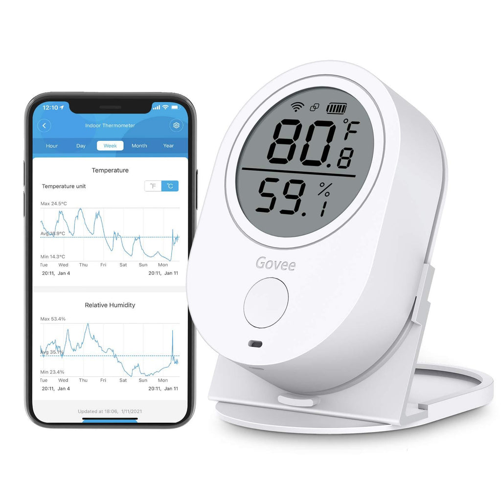 Govee Bluetooth Thermometer Hygrometer, Indoor Digital Humidity Temperature Monitor with APP Alert, 2 Year Data Record and Export, for Room Greenhouse and Incubator Humidor