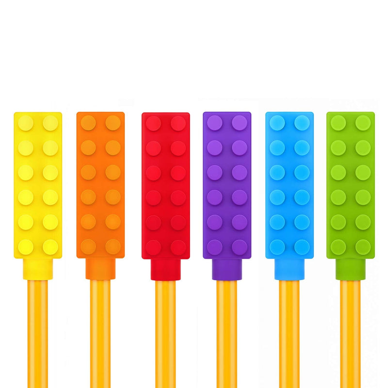 Chewelry Chewable Pencil Toppers (6-Pack) - Chewy Pencil Toppers for Kids - Sensory Pencil Chew Topper Helps Girls & Boys with Sensory Needs by Solace