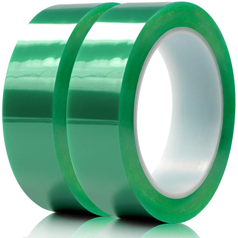 Hxtape Polyester High Temperature Green Powder Coating Masking PET Tape, 1 in x 36yds x 2 roll Ideal to Painting, Powder Coating, Anodizing Applications. 1" (25mm)-36yds-2 Rolls