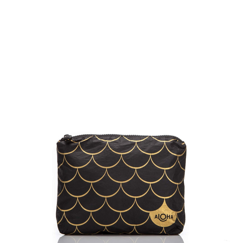 ALOHA Collection Small Black Mermaid Pouch in Gold Small Pouches