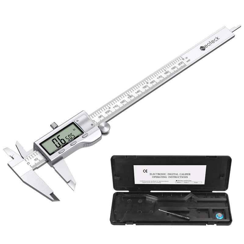 Neoteck 8 inch Digital Caliper, Stainless Electronic Calipers Measuring Tool, Fractions/inch/Millimeter Conversion - [Upgrade]
