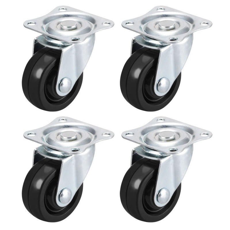 uxcell Swivel Caster Wheels 1.5" Rubber with 360 Degree Top Plate 44LBS Capacity for Furniture Carts Workbench, Black, Pack of 4 1.5 Inch