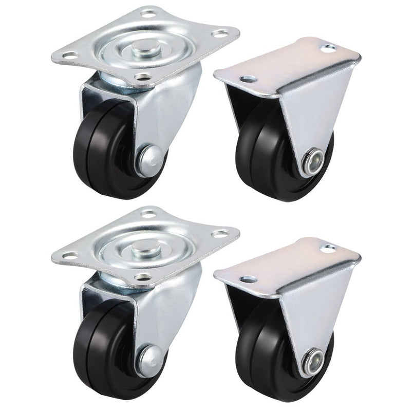 uxcell 1 Inch Casters Wheels Rubber Top Plate Mounted Swivel Fixed Caster Wheel, 33lb Total Capacity, 4 Pcs (2 Pcs Swivel, 2 Pcs Fixed)