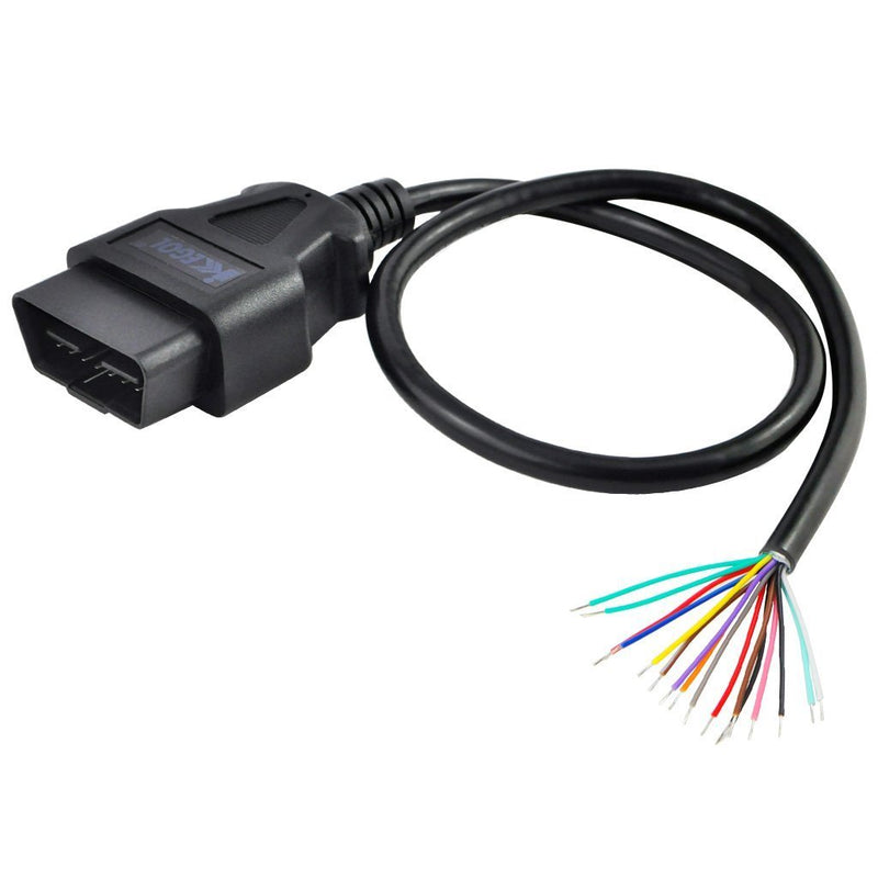 iKKEGOL 16 Pin J1962 OBD2 OBD-II Male Connector to Open Plug Wire, OBD Diagnostic Extension Cable Pigtail for DIY (60cm 24" inch, 2ft) 1x Male connector Pigtail