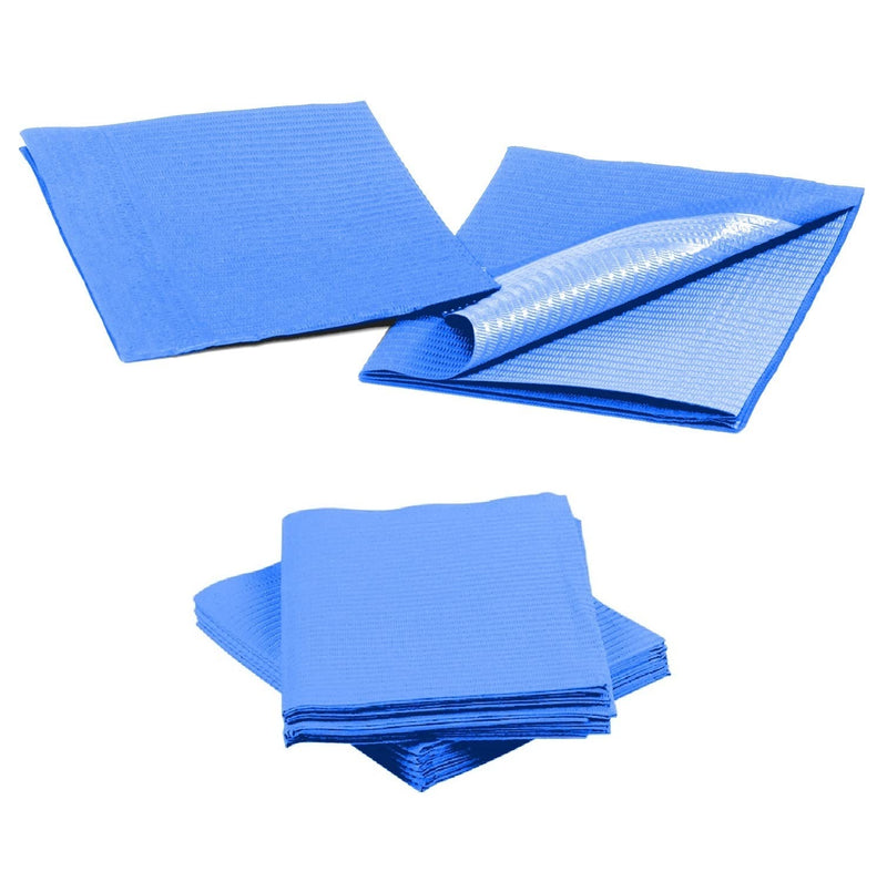 Disposable Dental Bibs, Bib Tattoo Piercing Waterproof Patient Bibs 13” x 18”, Multiple Colors Blue