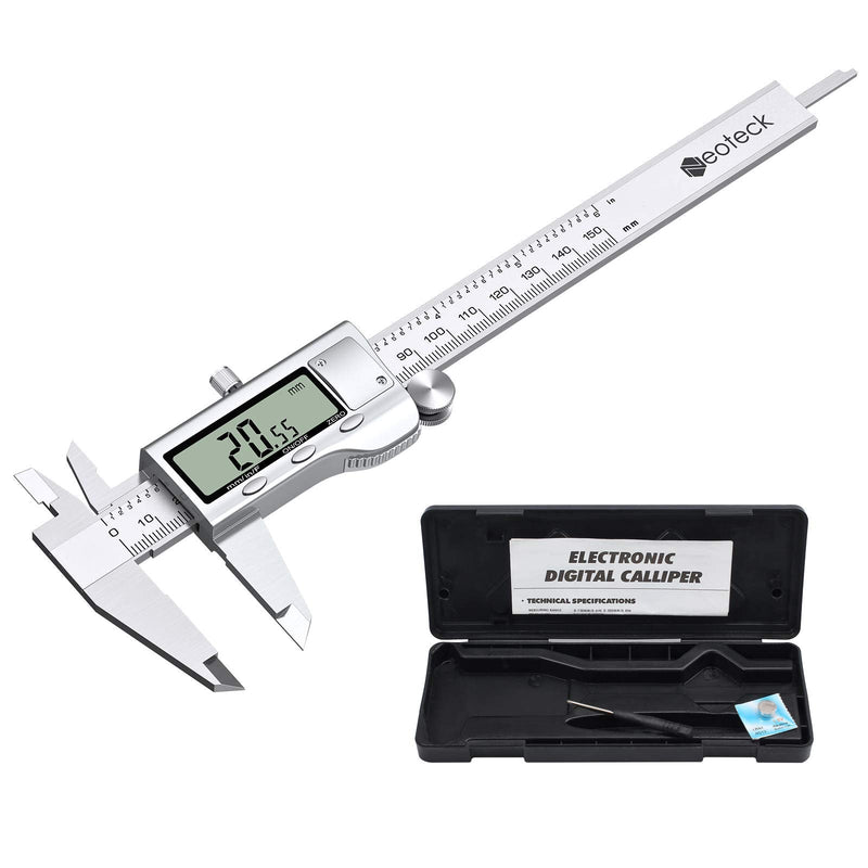 Neoteck 6 inch Digital Caliper, Full-metal Electronic Calipers Measuring Tool Fractions/ Inch/ mm Conversion