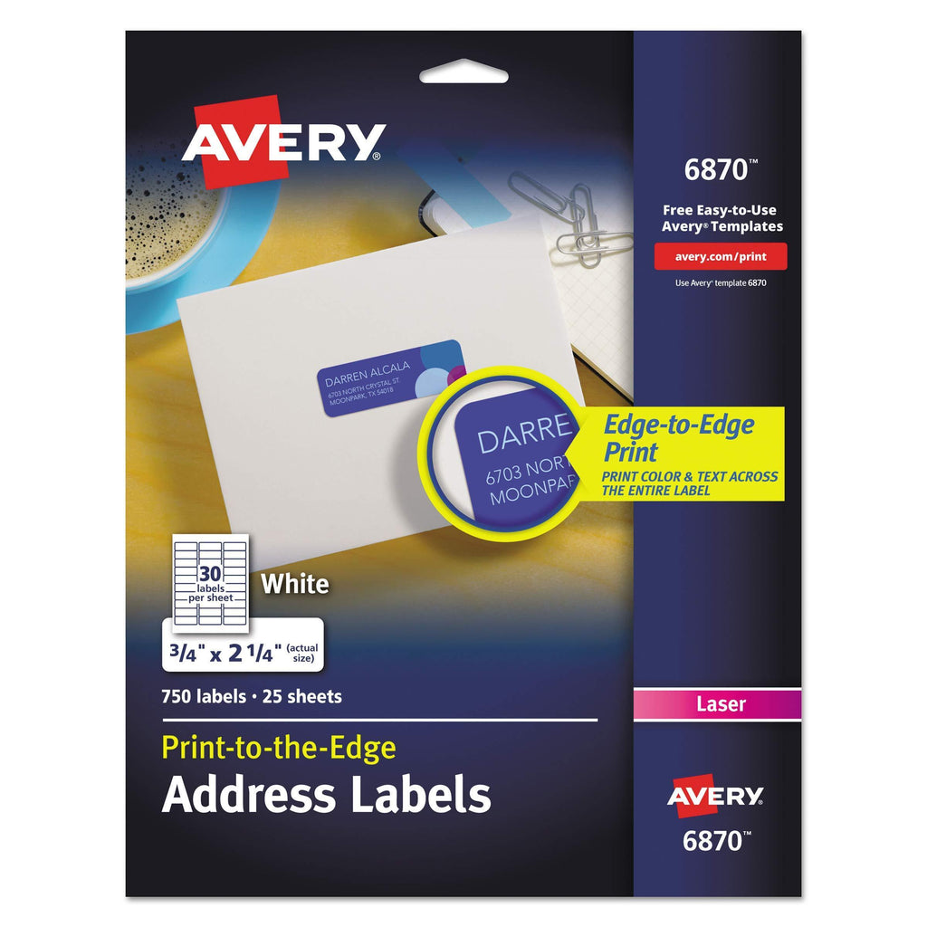 Avery 6870 Laser Labels,Matte,Return Address,3/4-Inch x2-1/4-Inch,750/PK,WE