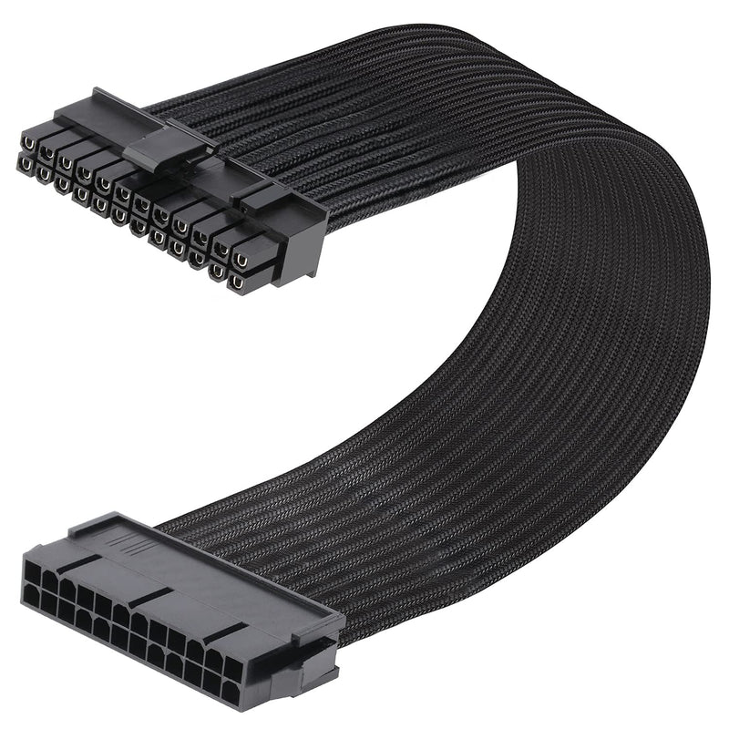 J&D ATX 24 Pin Motherboard Power Extension Cable, Male to Female 12 inch 12 inch / 30cm