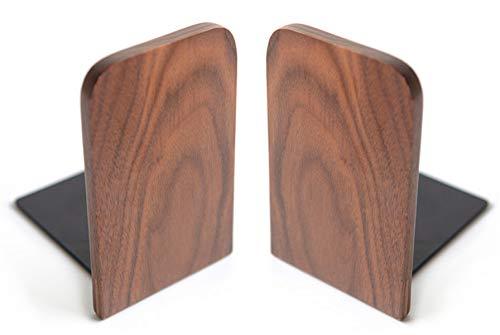 Bamber Wood Bookends, Decorative Bookends for Shelves Heavy Books, Office Book Stand, Black Walnut, H6.7 x W4.7 x L3.9 Style2