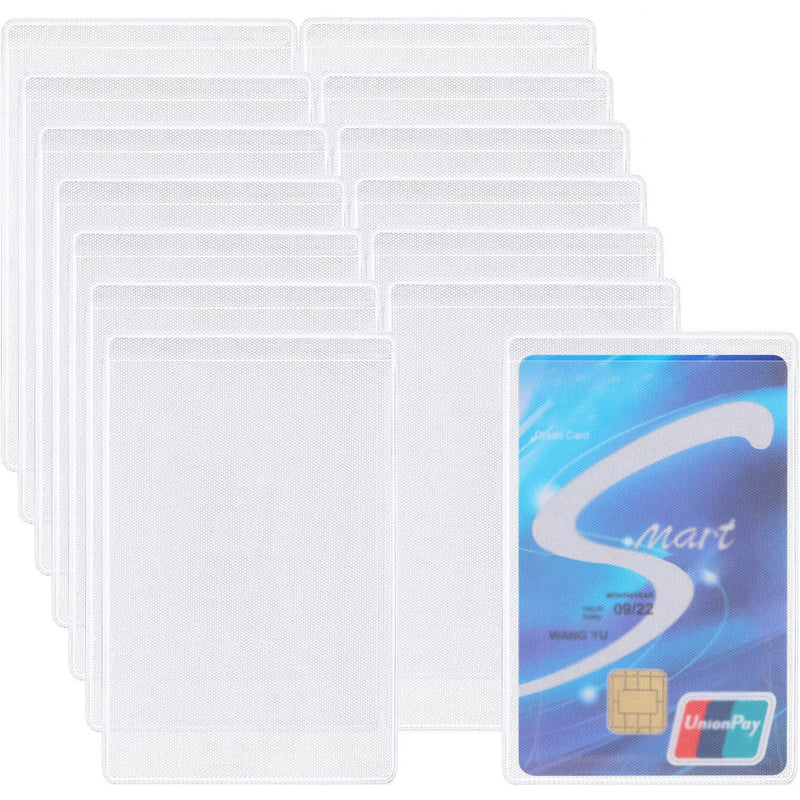 Blulu 100 Pieces Plastic ID Credit Card Holder Vertical Business Card Sleeves Frosted ID Protector