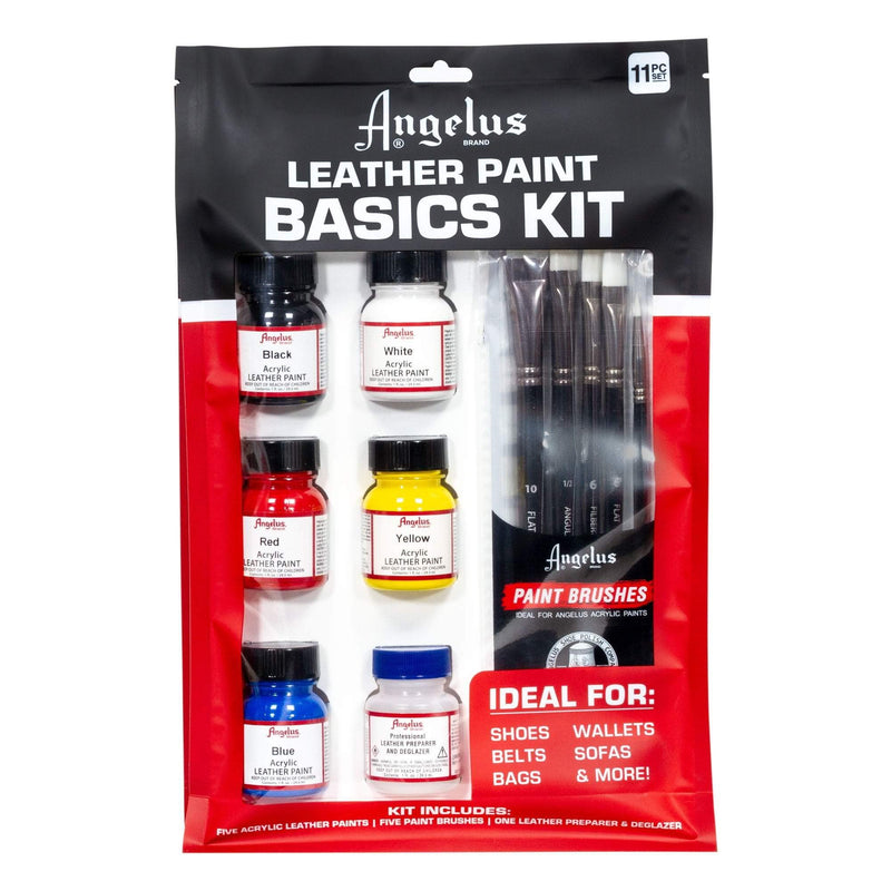 Angelus Leather Paint Starter Kit with Deglazer and Brush Set 1