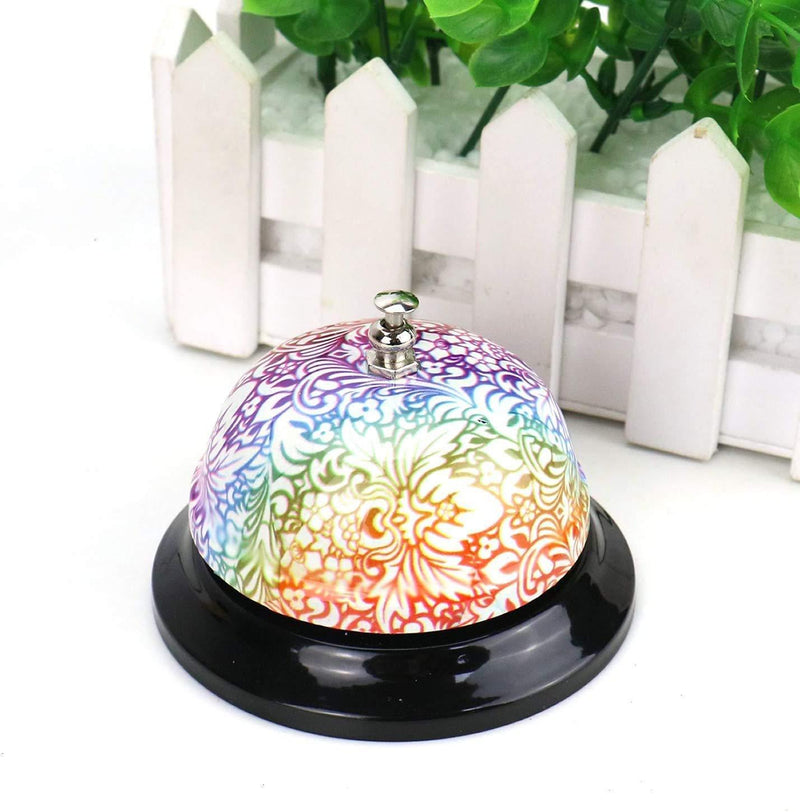 Floral Desktop Bell - Steel Tea Service Dinner Bells Reception Hotel & Restaurant Waiter Call Hand Butlers for Ringing in Counter Shop Play Game Buzzer Coffee Table Decor Teacher School Desk Supplies