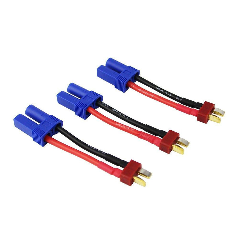 OliYin 3pcs Male Deans T-Plug to Female EC5 Losi Connector Adapter with 14awg 1.96inch Wire for Brushless LiPO Battery(Pack of 3)