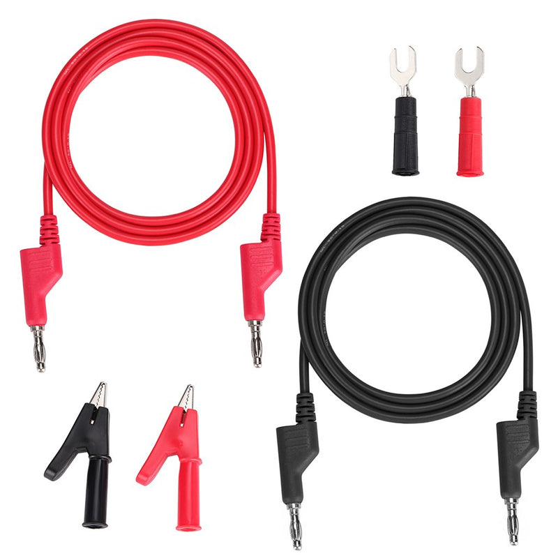 Sumnacon Stackable Banana Plug Alligator Clip Pure Copper Fork Test Lead, 3.3 ft Multimeter Flexible Test Lead Wire Cable With Protective Jack Copper Clamps For Electrical Testing