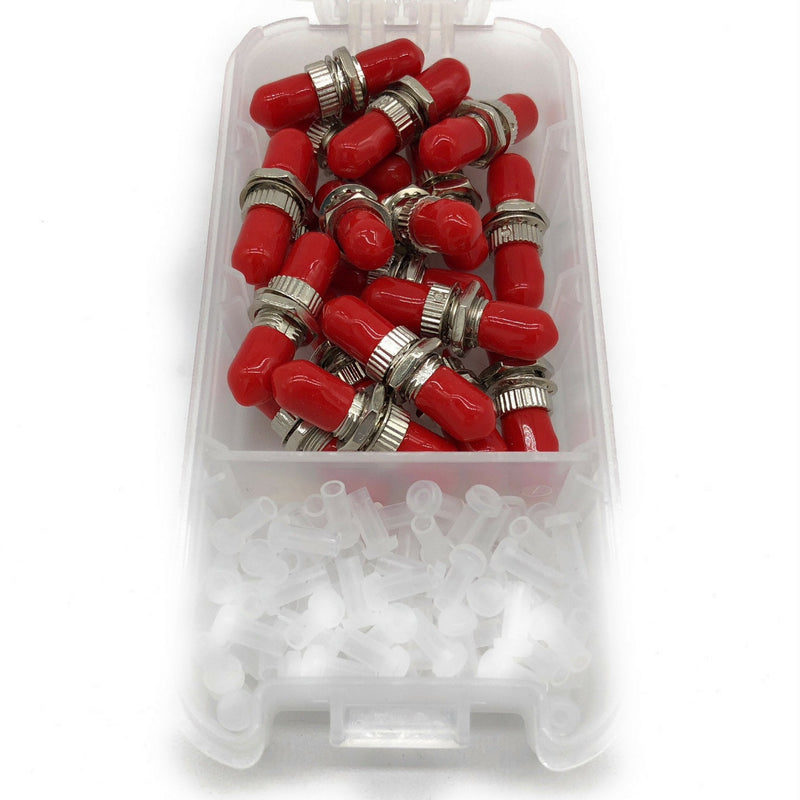FiberShack - Fiber Optic ST Coupler & 2.5mm Dust Cap Kit. 20 ST Couplers for ST Patch Cords & 100 2.5mm Dust Caps