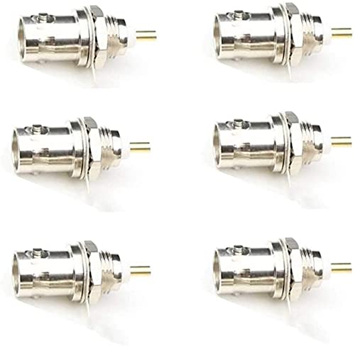 QMseller BNC Chassis Panel Mount Socket Female Jack Solder Type Connectors Adapter 6-Pack