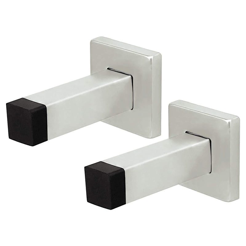 Nuk3y Modern Square Wall Door Stop or Coat Hook, 2 Pack (Stainless Steel) Stainless Steel