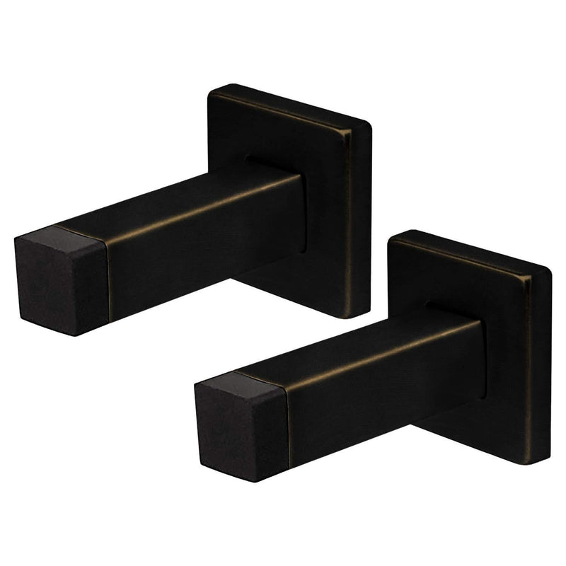 Nuk3y Modern Square Wall Door Stop or Coat Hook, 2 Pack (Oiled Rubbed Bronze) Oiled-Rubbed Bronze