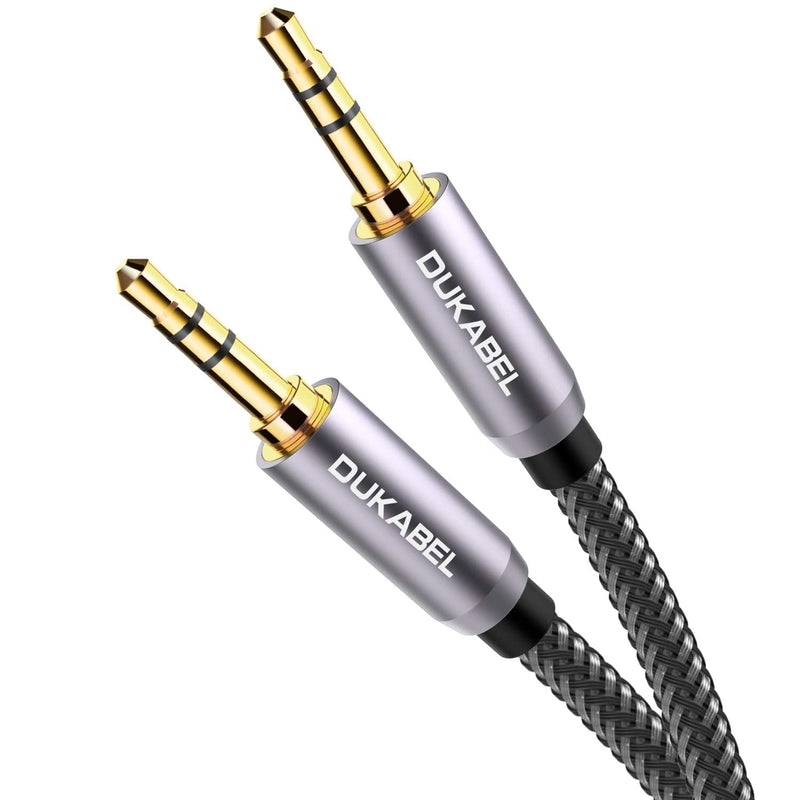 DUKABEL Top Series 3.5mm AUX Cable Lossless Audio Gold-Plated Auxiliary Audio Cable Nylon Braided Male to Male Stereo Audio AUX Cord Car Headphones Phones Speakers Home Stereos (4 Feet (1.2 Meters)) 4 Feet / 1.2 Meters Grey