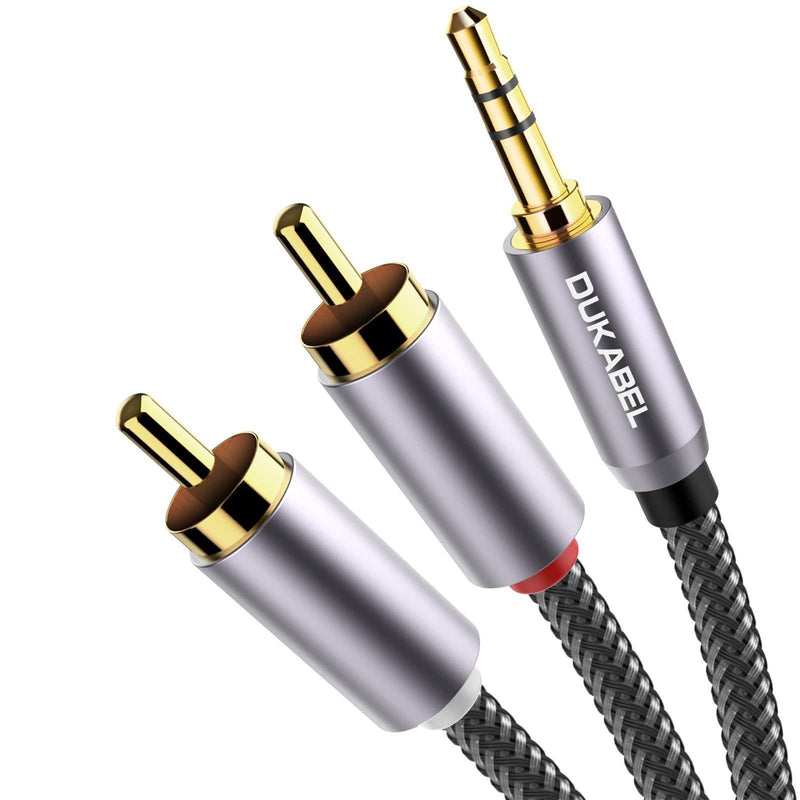 RCA to 3.5mm, DUKABEL 3.5mm to RCA Cable 2-Male RCA to AUX Cable Braided 1/8 to RCA Stereo Cable RCA Cable [24k Gold-Plated & Double-Shielded] -Top Series(4ft/1.2m) (4 Feet / 1.2 Meters)