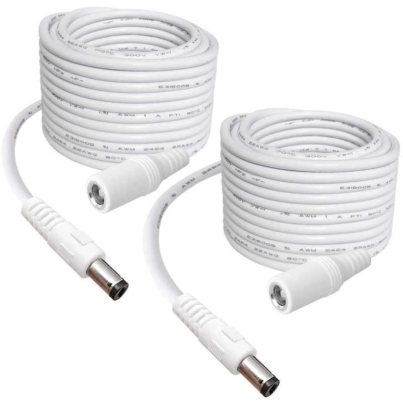SIOCEN【2-Pack】DC Power Extension Cable 13ft 5.5mm x 2.1mm 12V DC Security Camera Extension Cord Male to Female for CCTV Indoor,Standalone LED Strip,DC Power Supply Adapter Extender Cable