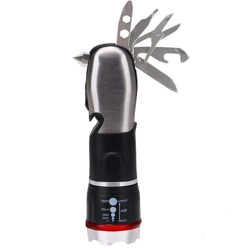 Ploarnovo Multi Tool LED Flashlight,Surivival Tools for Cars, Emergency and Camping, ALL IN One Tactical Torch Light with Hammer Seatbelt Cutter Knief Bottle Opener Scissors Screwdrivers 1 Pack Car Flashlight