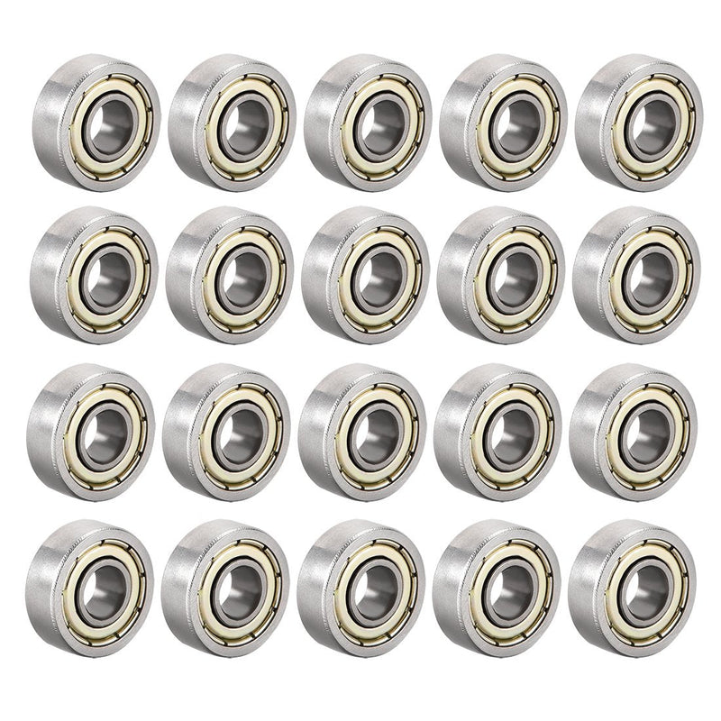 uxcell 605ZZ Deep Groove Ball Bearing Double Shield 605Z 80015, 5mm x 14mm x 5mm High Carbon Steel Z1 Bearings (Pack of 20)