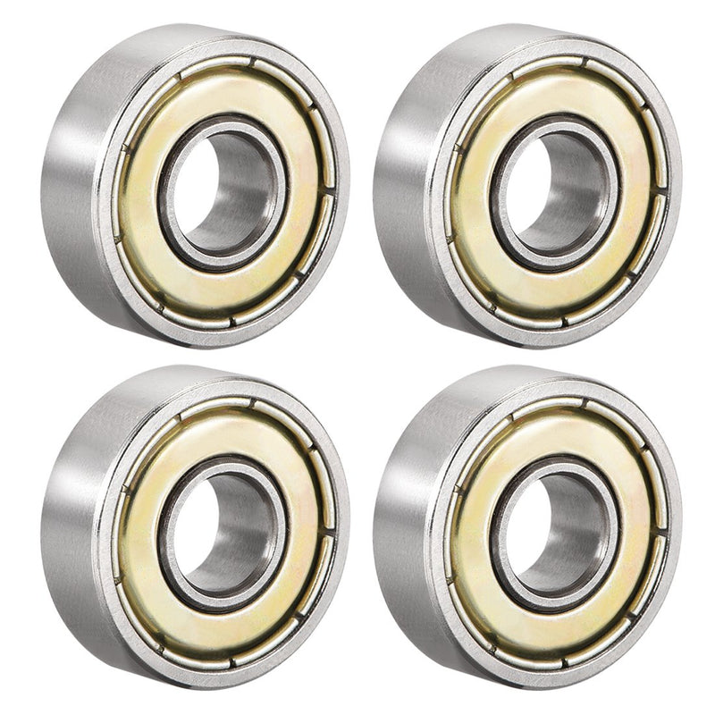 uxcell 607ZZ Deep Groove Ball Bearing Double Shield 607-2Z 80017, 7mm x 19mm x 6mm High Carbon Steel Z1 Bearings (Pack of 4) 7mmx19mmx6mm