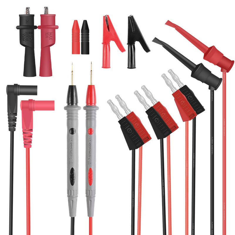Yubone Multimeter Test Leads,Stackable Banana Test Lead Kit with 30A Alligator Clips,Test Mini Hooks Probe,Silicone Material Soft Cable P0408