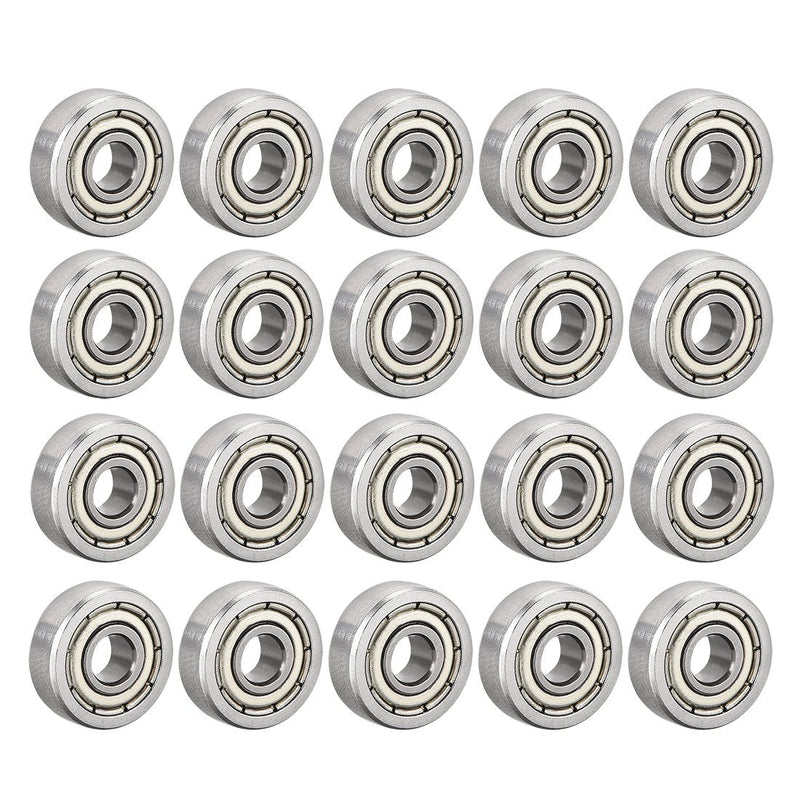 uxcell 604ZZ Deep Groove Ball Bearing Double Shield 604-2Z 80014, 4mm x 12mm x 4mm High Carbon Steel Z1 Bearings (Pack of 20)